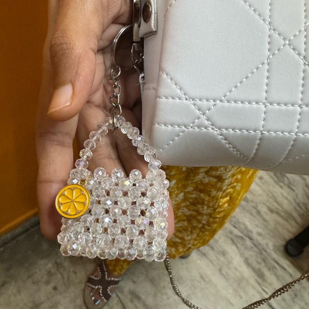 Original Dior Trousseau pouch  with Silver chain and beautiful white stone charm - Picture 15 of 16